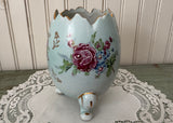 Vintage Napcoware Egg Shaped Vase Blue with Pink Roses
