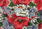 Red Poppies Blue and White Daisies Vintage Tagged Burmel Handkerchief of the Month