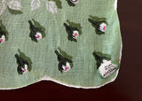 Tagged Linen Carol Stanley Pink and White Rosebud Vintage Handkerchief
