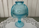 Vintage Indiana Glass Fairy Light Candle Lamp Blue