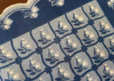 Carol Stanley Blue Checkered Lily of the Valley Vintage Handkerchief with Tag