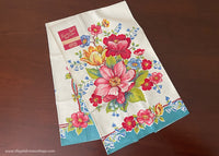 NWT Broderie Roses Tulips Lily of the Valley Tea Towel