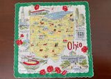 Vintage Souvenir Handkerchief Ohio State Map
