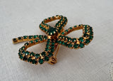 Vintage St. Pat's Day Brooch Rhinestone Clover Shamrock