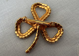 Vintage St. Pat's Day Brooch Rhinestone Clover Shamrock