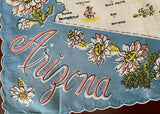 Unused Vintage Souvenir Handkerchief Arizona State Map