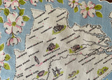 Vintage Souvenir Handkerchief Virginia State Map
