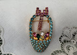 Vintage Rhinestone Easter Basket with Eggs Brooch Pin - The Pink Rose Cottage 