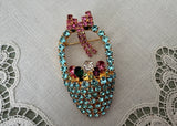 Vintage Rhinestone Easter Basket with Eggs Brooch Pin - The Pink Rose Cottage 