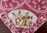 Vintage Pink and Yellow Rose Victorian Couple Handkerchief