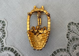 Vintage Rhinestone Easter Basket with Eggs Brooch Pin - The Pink Rose Cottage 