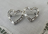 Vintage Double Heart Rhinestone Pin Valentine's Day - The Pink Rose Cottage 