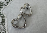 Vintage Double Heart Rhinestone Pin Valentine's Day - The Pink Rose Cottage 