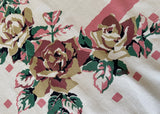 Vintage Tablecloth and Napkins Bold Stylized Roses Pink