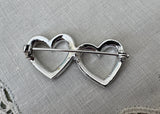 Vintage Double Heart Rhinestone Pin Valentine's Day - The Pink Rose Cottage 