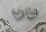 Vintage Double Heart Rhinestone Pin Valentine's Day - The Pink Rose Cottage 