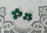 Vintage Scatter Pin Guilloché St Pat's Day Clover Shamrock with Pearl