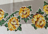 Vintage Yellow Chrysanthemums on Gray Tablecloth