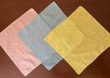 Set of 3 Vintage Solid Pink Blue and Yellow Handkerchiefs