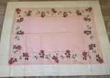 NOS Vintage Tablecloth Pink Roses and Daisies