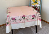 NOS Vintage Tablecloth Pink Roses and Daisies