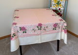 NOS Vintage Tablecloth Pink Roses and Daisies