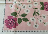 NOS Vintage Tablecloth Pink Roses and Daisies