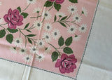 NOS Vintage Tablecloth Pink Roses and Daisies
