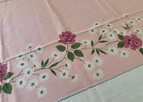 NOS Vintage Tablecloth Pink Roses and Daisies