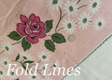 NOS Vintage Tablecloth Pink Roses and Daisies