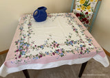 Vintage Prints E/S Dancing Flowers Morning Glories on Twig Trellis Tablecloth