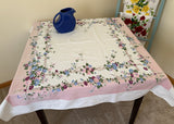 Vintage Prints E/S Dancing Flowers Morning Glories on Twig Trellis Tablecloth