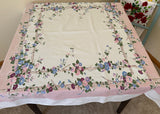 Vintage Prints E/S Dancing Flowers Morning Glories on Twig Trellis Tablecloth