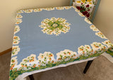 Vintage Parisian Prints Strawberry Patch on Blue Tablecloth