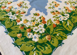 Vintage Parisian Prints Strawberry Patch on Blue Tablecloth