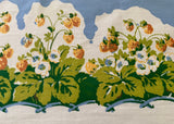 Vintage Parisian Prints Strawberry Patch on Blue Tablecloth