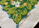 Vintage Parisian Prints Strawberry Patch on Blue Tablecloth