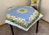 Vintage Parisian Prints Strawberry Patch on Blue Tablecloth