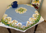 Vintage Parisian Prints Strawberry Patch on Blue Tablecloth