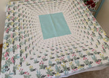 Vintage Teal and Pink Flowers and Plants Tablecloth