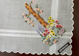 NWT Celebritees Vintage Embroidered Wild Flowers and Dogwood Tree Handkerchief