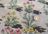 Vintage Teal and Pink Flowers and Plants Tablecloth