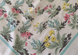 Vintage Teal and Pink Flowers and Plants Tablecloth