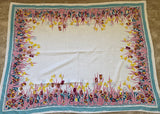 Vintage Pride of Flanders Tulips Daffodils Spring Flowers Tablecloth