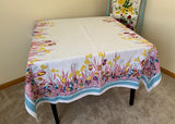 Vintage Pride of Flanders Tulips Daffodils Spring Flowers Tablecloth