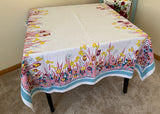 Vintage Pride of Flanders Tulips Daffodils Spring Flowers Tablecloth