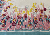 Vintage Pride of Flanders Tulips Daffodils Spring Flowers Tablecloth