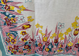 Vintage Pride of Flanders Tulips Daffodils Spring Flowers Tablecloth
