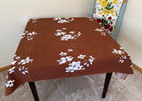 Vintage Wilendur Dogwood Tablecloth Brown