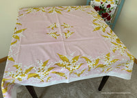Vintage Fallani & Cohn Lily of the Valley on Pink Tablecloth